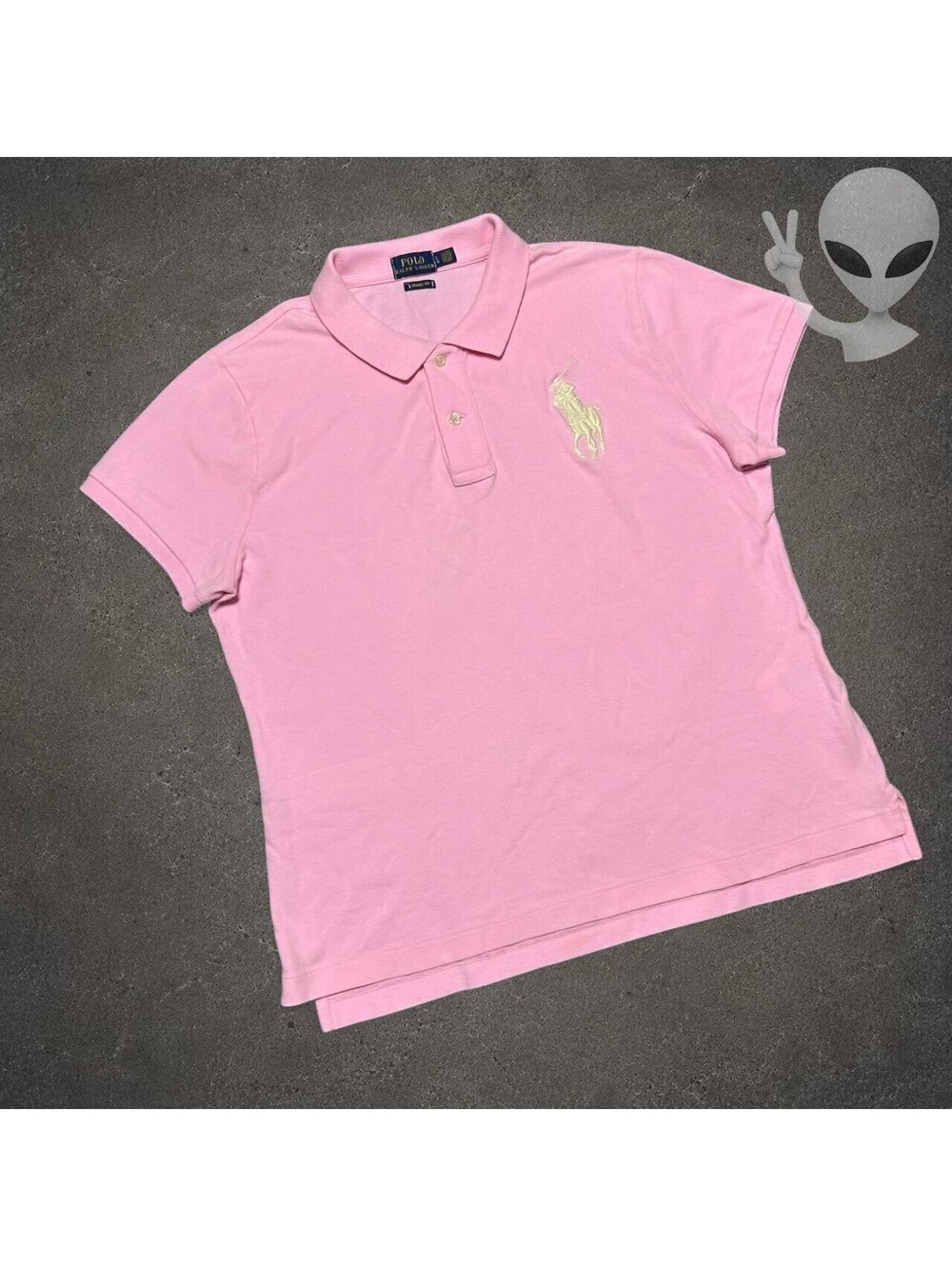 Polo Ralph Lauren Big Pony Skinny Fit Polo Shirt Womens US L Pink Cotton